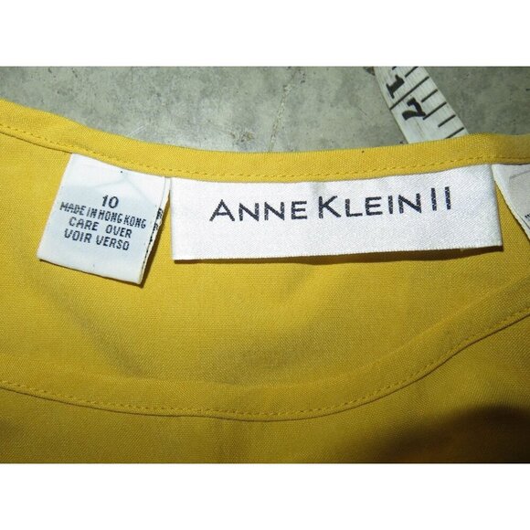 BOGO Anne Klein Yellow 100% Silk Sleeveless Shell Blouse size 10 EUC - Picture 9 of 10